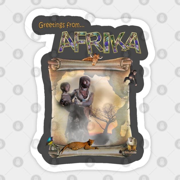 Greetings from Africa Sticker by Just Kidding by Nadine May